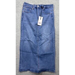 OAT New York Womens Denim Midi Skirt Size‎ 6 Jean Front Slit